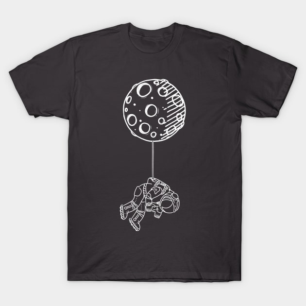 Astronaut hanging from the Moon T-Shirt by Vin Zzep